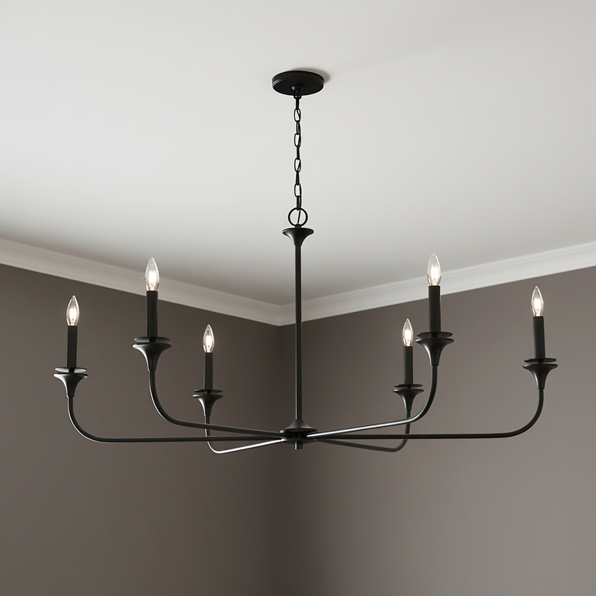 Harper 6 Light Chandelier 49" for Transitional home with Dark Gray walls