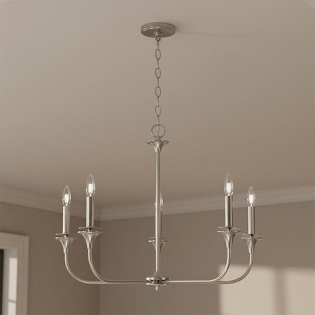 Harper 5 Light Chandelier 31", Brushed Nickel