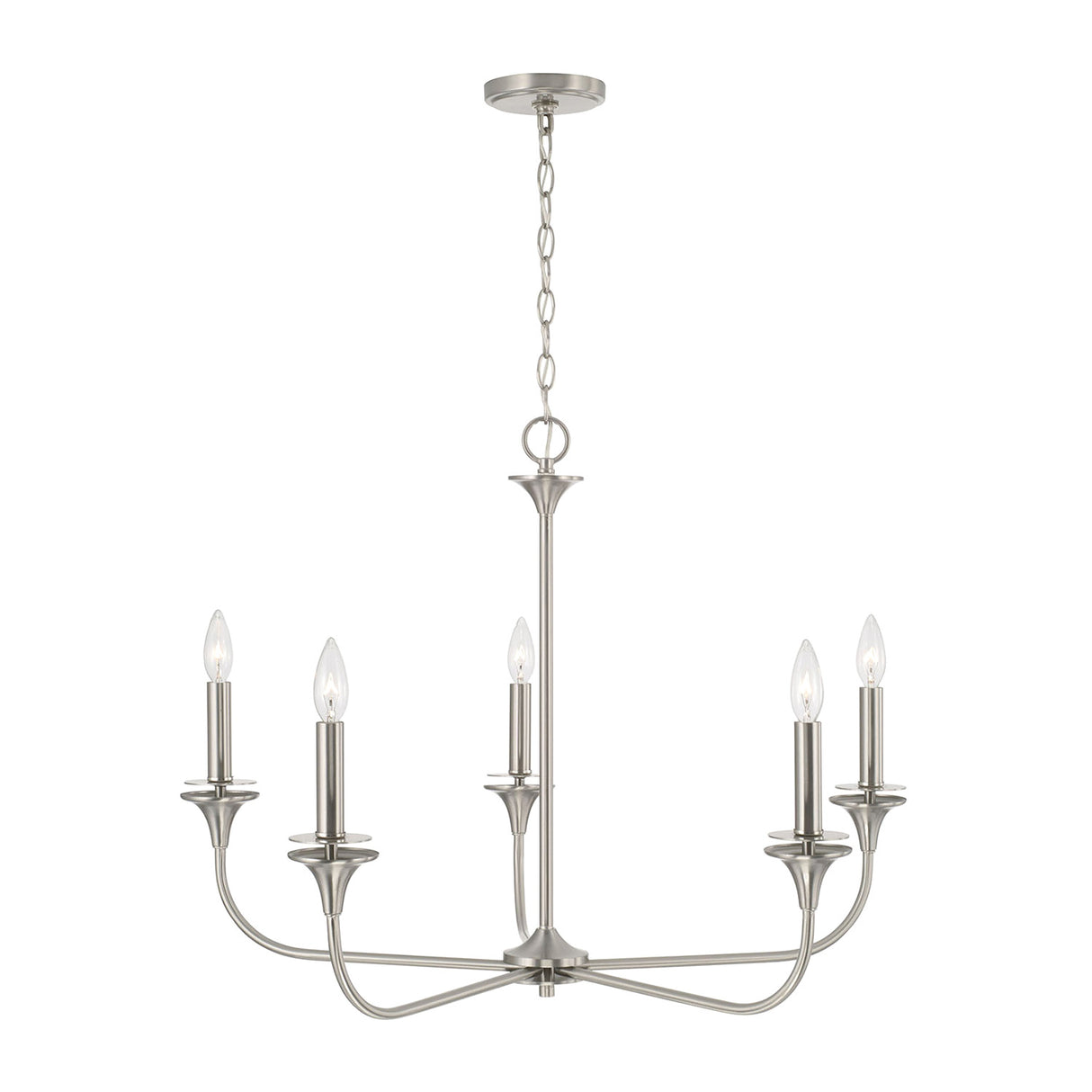 Harper 5 Light Chandelier 31", Brushed Nickel