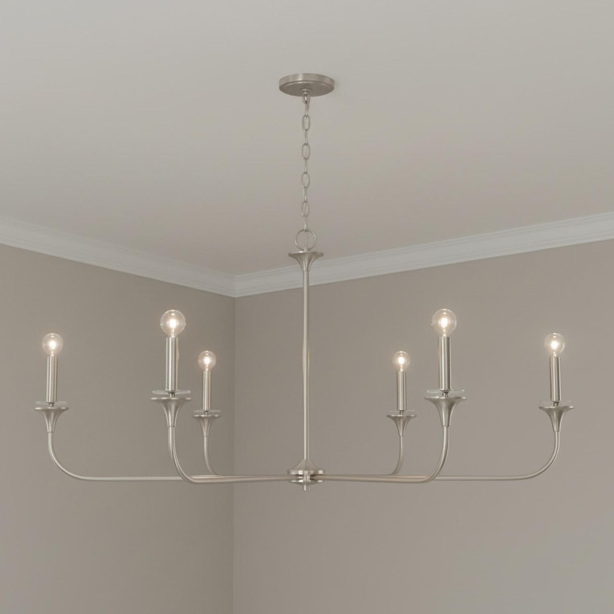 Harper 6 Light Chandelier 49", Brushed Nickel