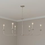 Harper 6 Light Chandelier 49", Brushed Nickel