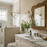 Cleo Wall Sconce, White and Aged Brass