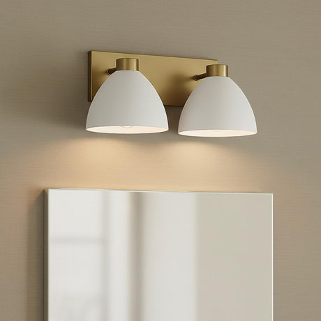 Cleo 2 Light Vanity, white and Aged Brass