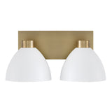 Cleo 2 Light Vanity, white and Aged Brass