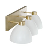 Cleo 3 Light Vanity, White and Aged Brass