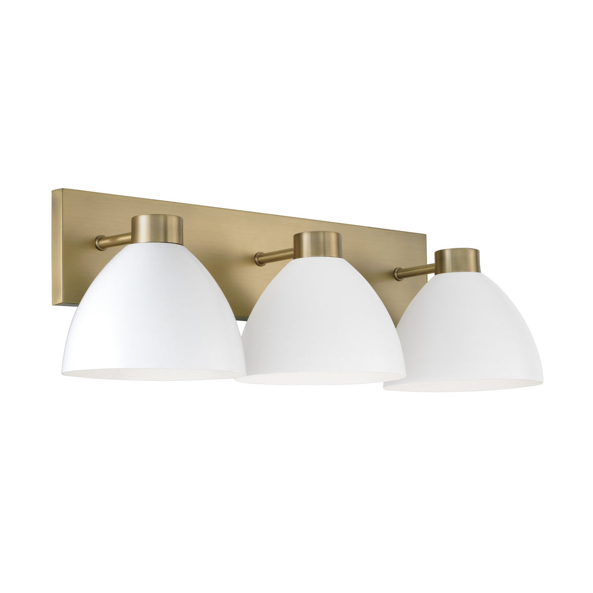 Cleo 3 Light Vanity, White and Aged Brass