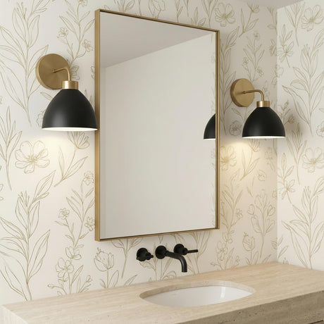 Cleo Wall Sconce, Matte Black and Aged Brass