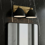 Cleo 2 Light Vanity, Matte Black and Aged Brass