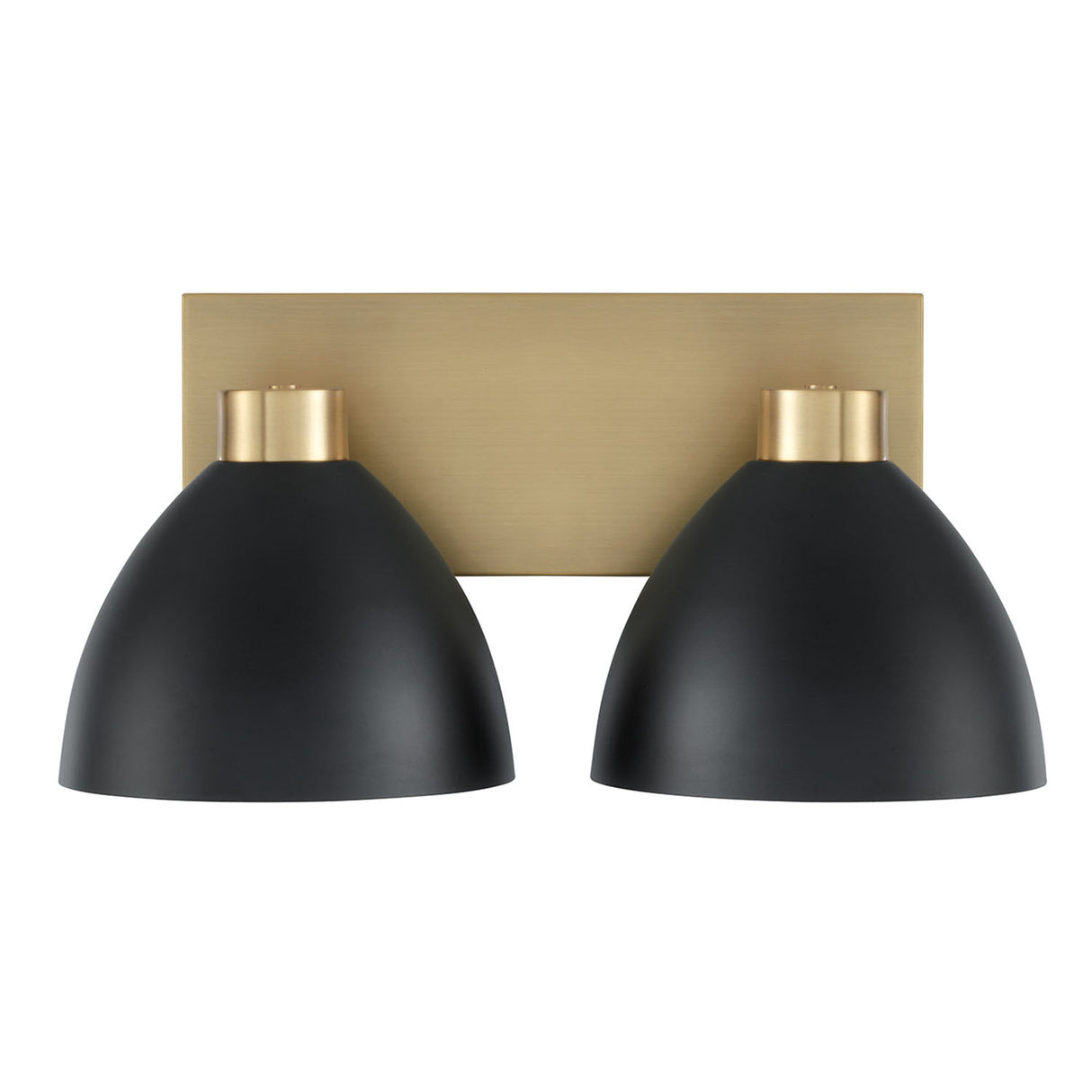 Cleo 2 Light Vanity, Matte Black and Aged Brass