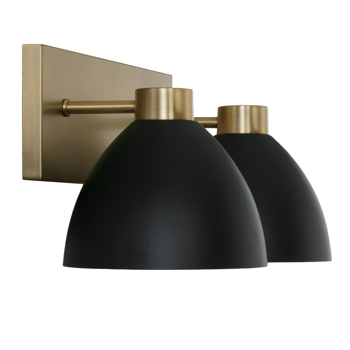 Cleo 2 Light Vanity, Matte Black and Aged Brass