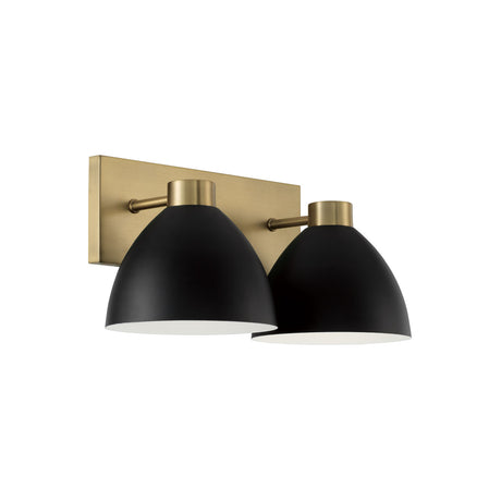 Cleo 2 Light Vanity, Matte Black and Aged Brass
