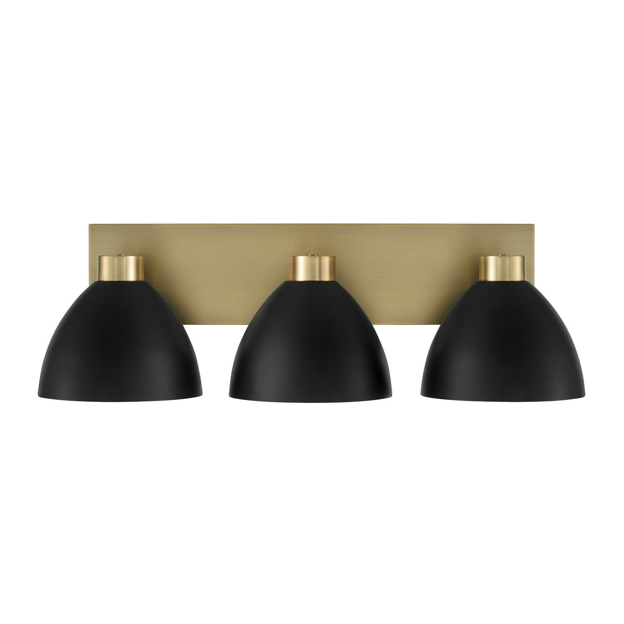 Cleo 3 Light Vanity, Matte Black and Aged Brass