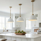 Cleo Pendant 13, White and Aged Brass for Modern Farmhouse home with White Cabinetry
