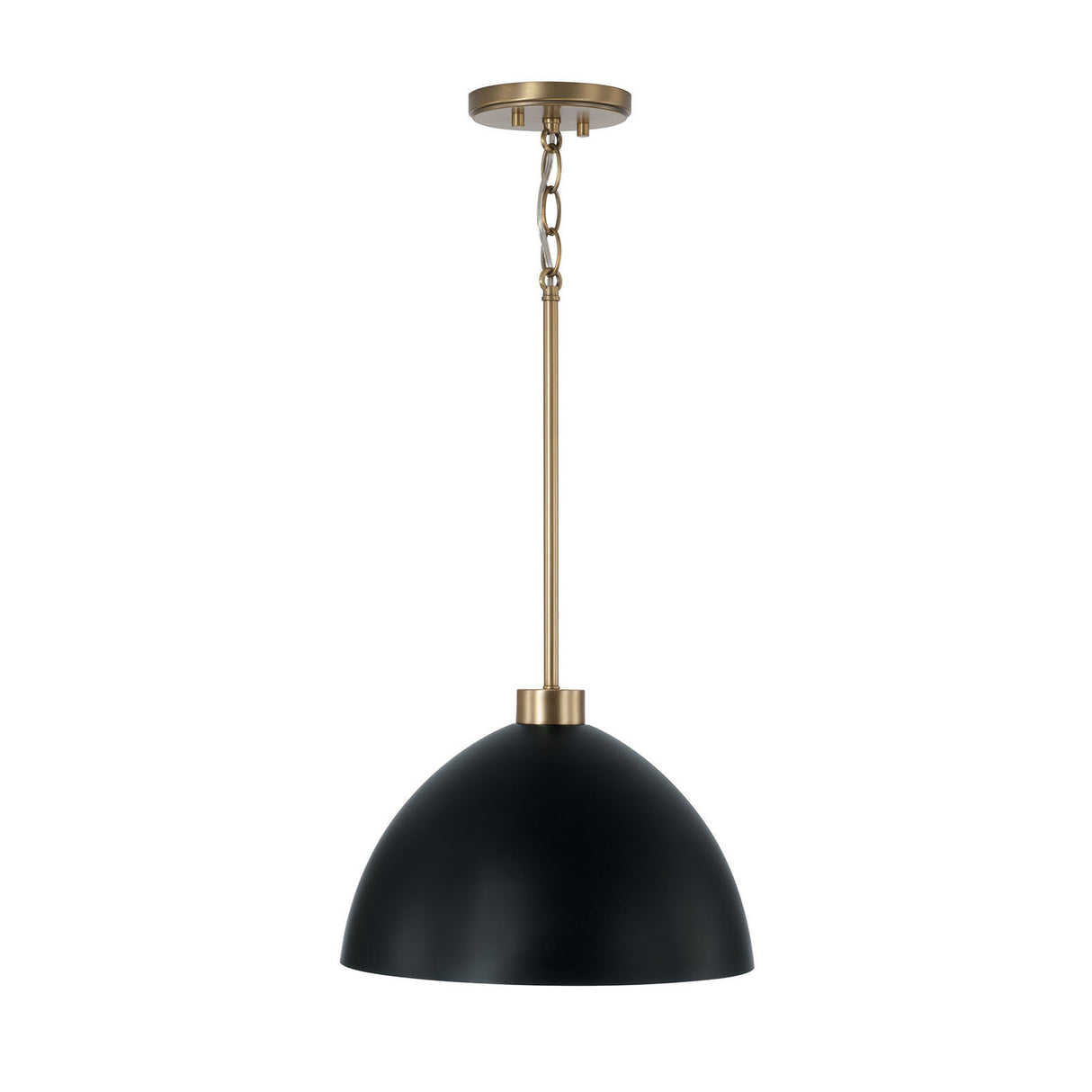 Cleo Pendant 13", Matte Black and Aged Brass