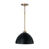 Cleo Pendant 13", Matte Black and Aged Brass