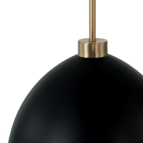 Cleo Pendant 13", Matte Black and Aged Brass