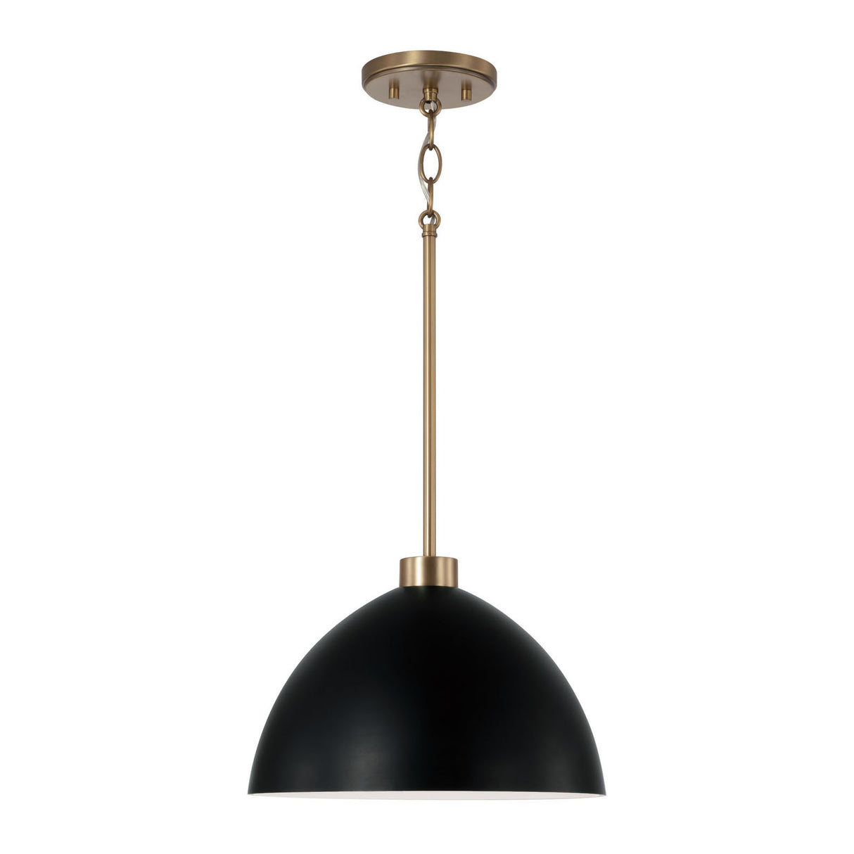 Cleo Pendant 13", Matte Black and Aged Brass