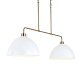 Cleo 2 Light Linear Pendant 44", White and Aged Brass