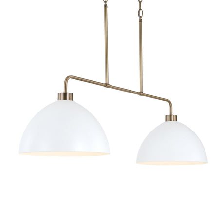 Cleo 2 Light Linear Pendant 44", White and Aged Brass