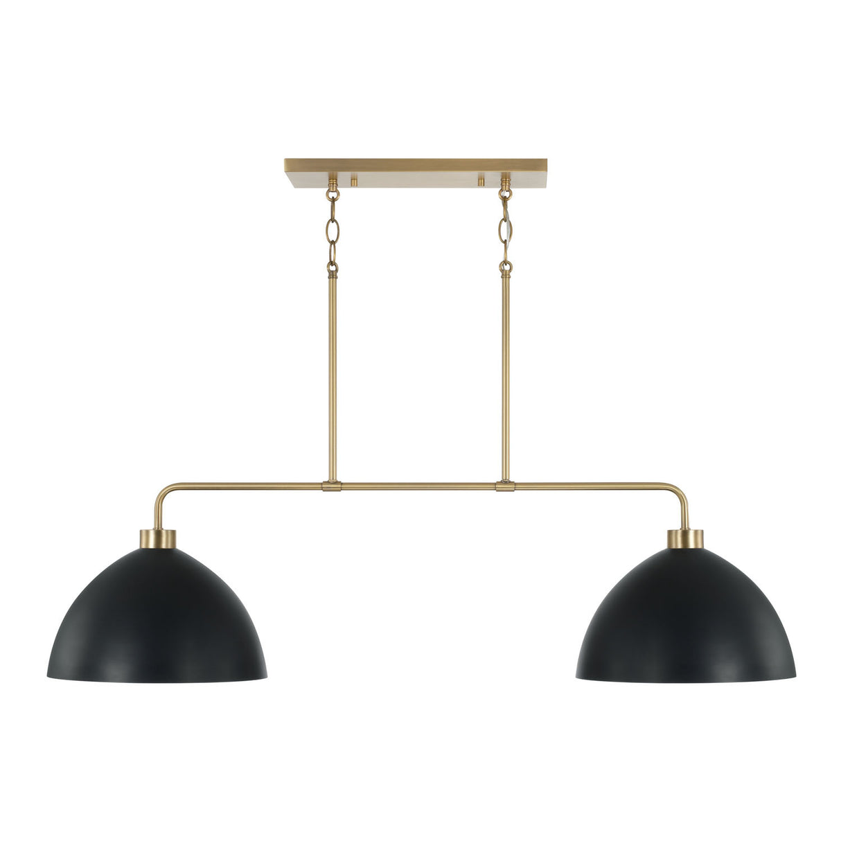 Cleo 2 Light Linear Pendant 44", Matte Black and Aged Brass