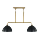 Cleo 2 Light Linear Pendant 44", Matte Black and Aged Brass