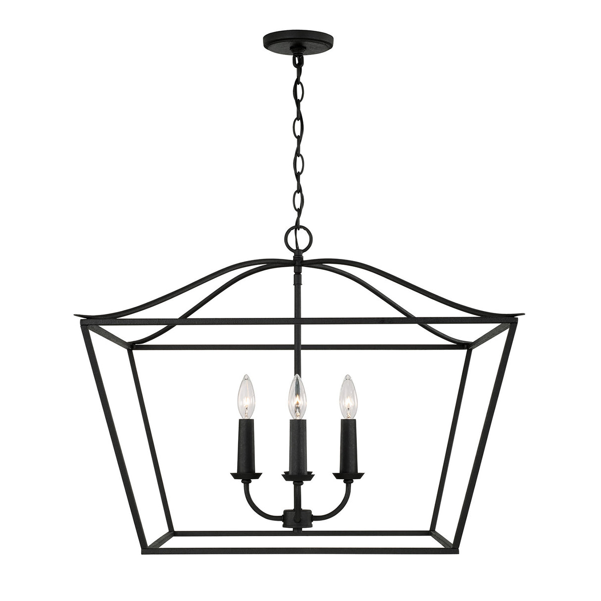Eloise Lantern Pendant 28", Textured Black