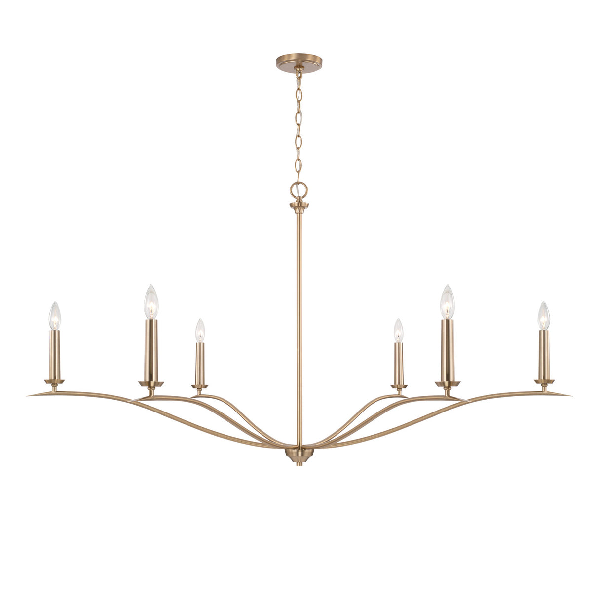 Eloise 6 Light Chandelier 57", Matte Brass