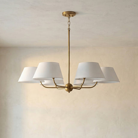 Colton 6 Light Chandelier 36", Aged Brass for Transitional home with Beige Textured walls