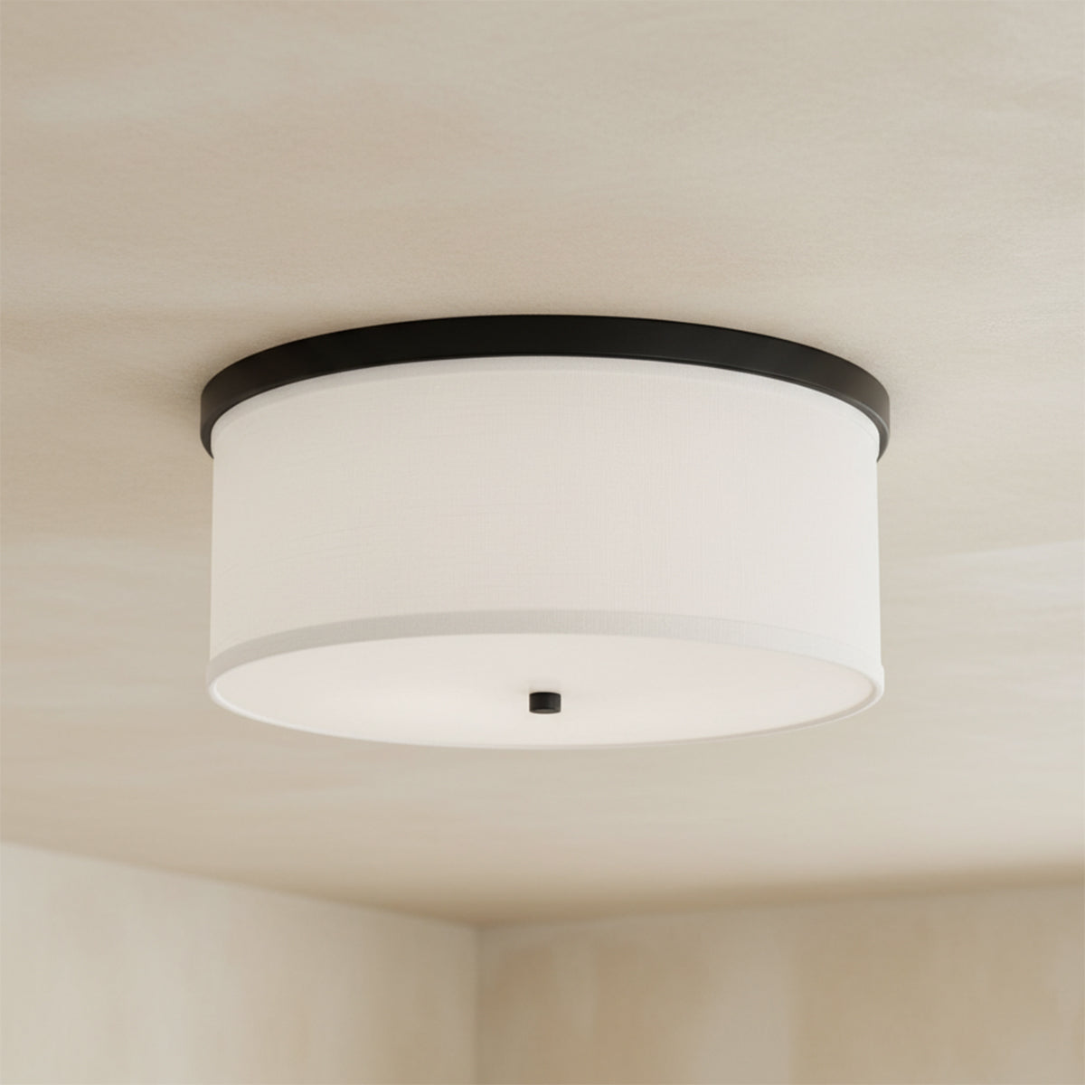 Wells Flush Mount 16" for Modern Farmhouse home with White walls