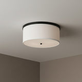 Wells Flush Mount 16" for Modern home with White Fabric Shade