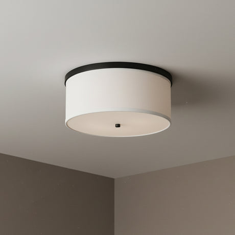 Wells Flush Mount 16" for Modern home with White Fabric Shade