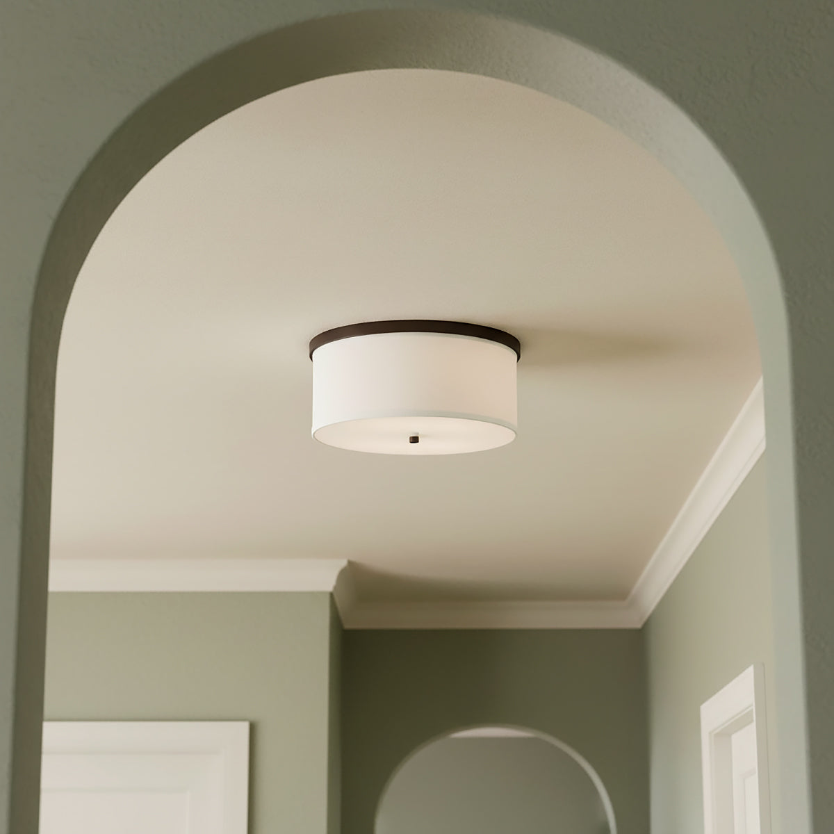 Wells Flush Mount 16" for Transitional home with Light Beige Walls