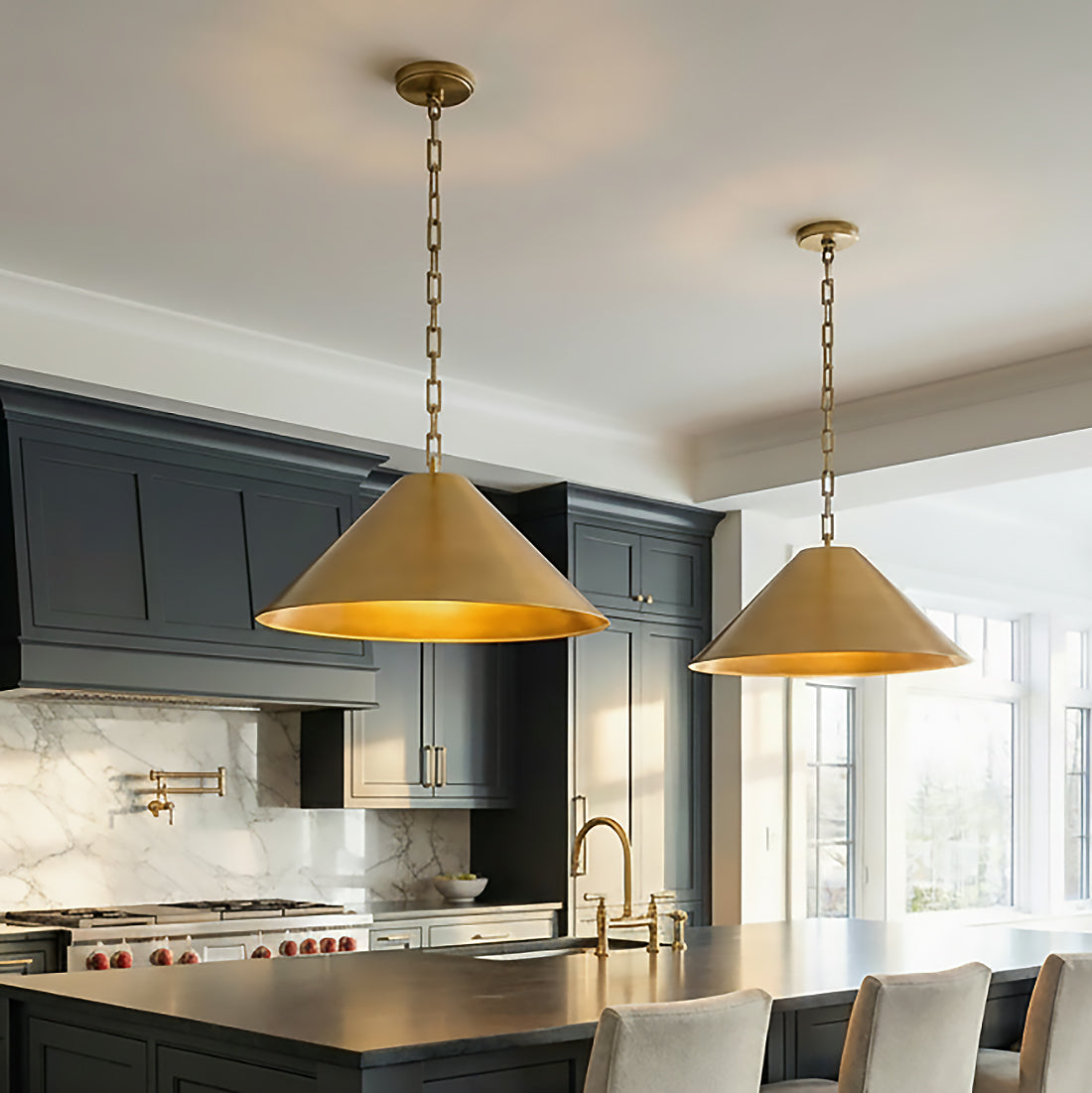 Vita Pendant 22", Aged Brass