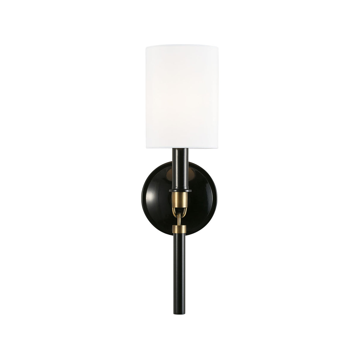 Whitby Wall Sconce 17", Glossy Black and Aged Brass