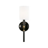 Whitby Wall Sconce 17", Glossy Black and Aged Brass