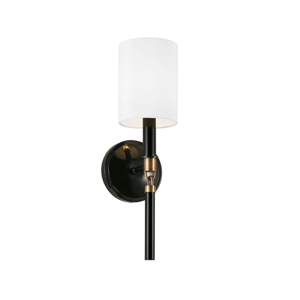 Whitby Wall Sconce 17", Glossy Black and Aged Brass