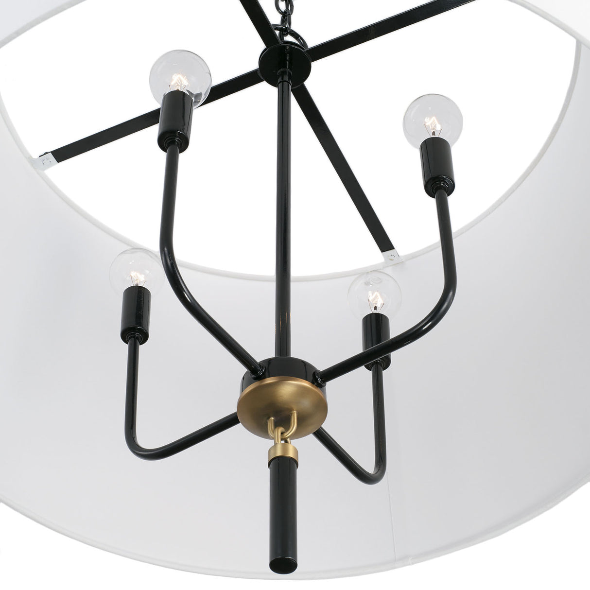 Whitby Pendant 26", Glossy Black and Aged Brass