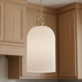 Tovi Pendant 9, Matte Brass with Cloud Opal Glass for Modern Farmhouse home with Warm Wood cabinetry