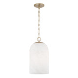 Tovi Pendant 9", Matte Brass with Cloud Opal Glass