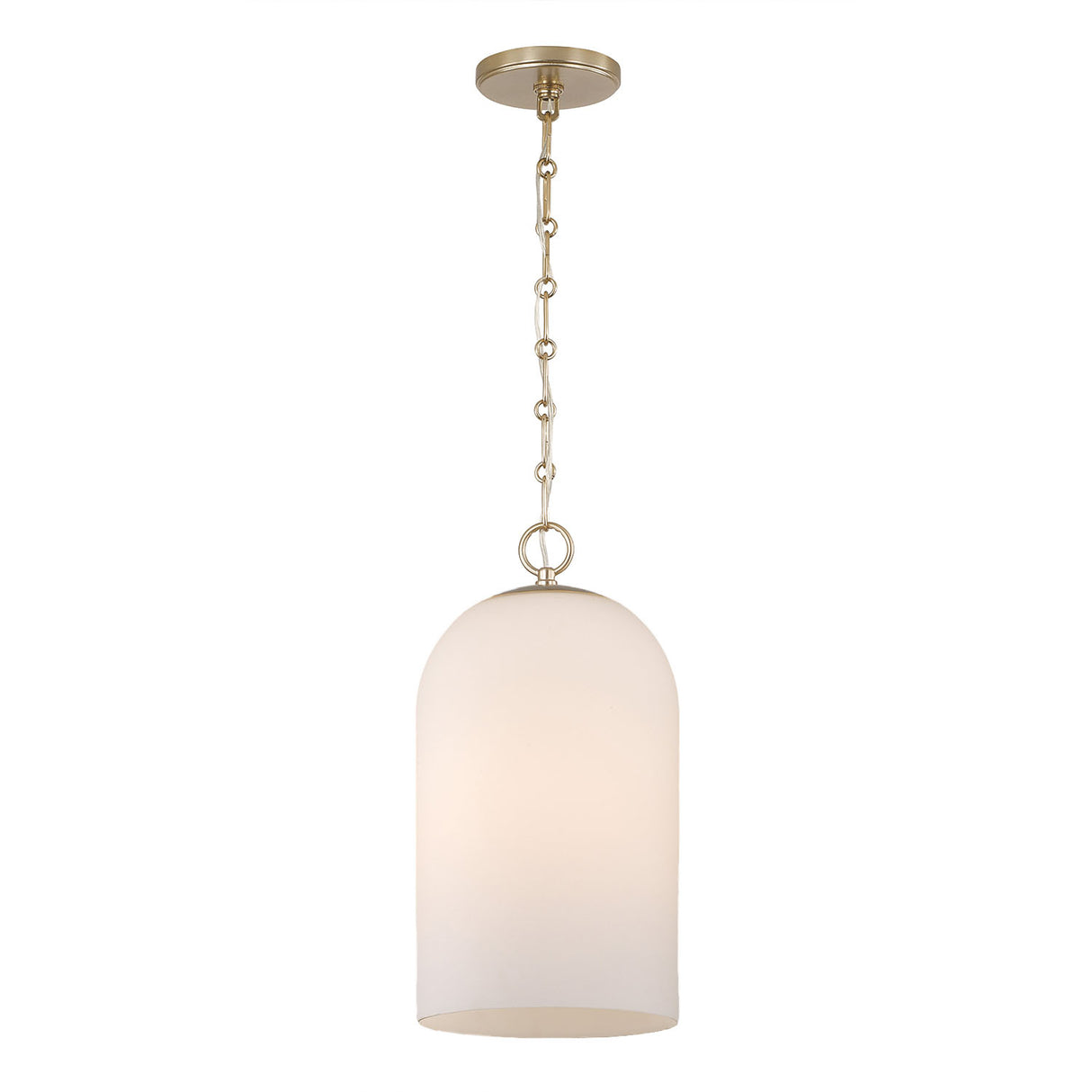 Tovi Pendant 9", Matte Brass with Cloud Opal Glass