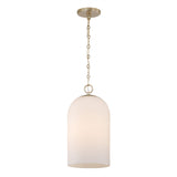 Tovi Pendant 9", Matte Brass with Cloud Opal Glass