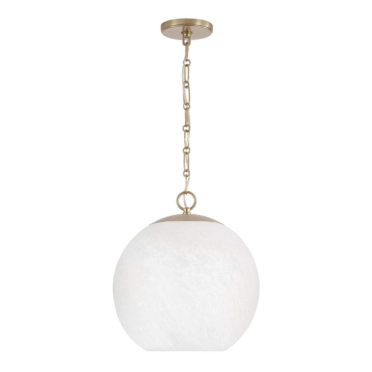 Tova Pendant 14", Matte Brass with Cloud Opal Glass