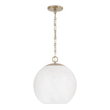 Tova Pendant 14", Matte Brass with Cloud Opal Glass