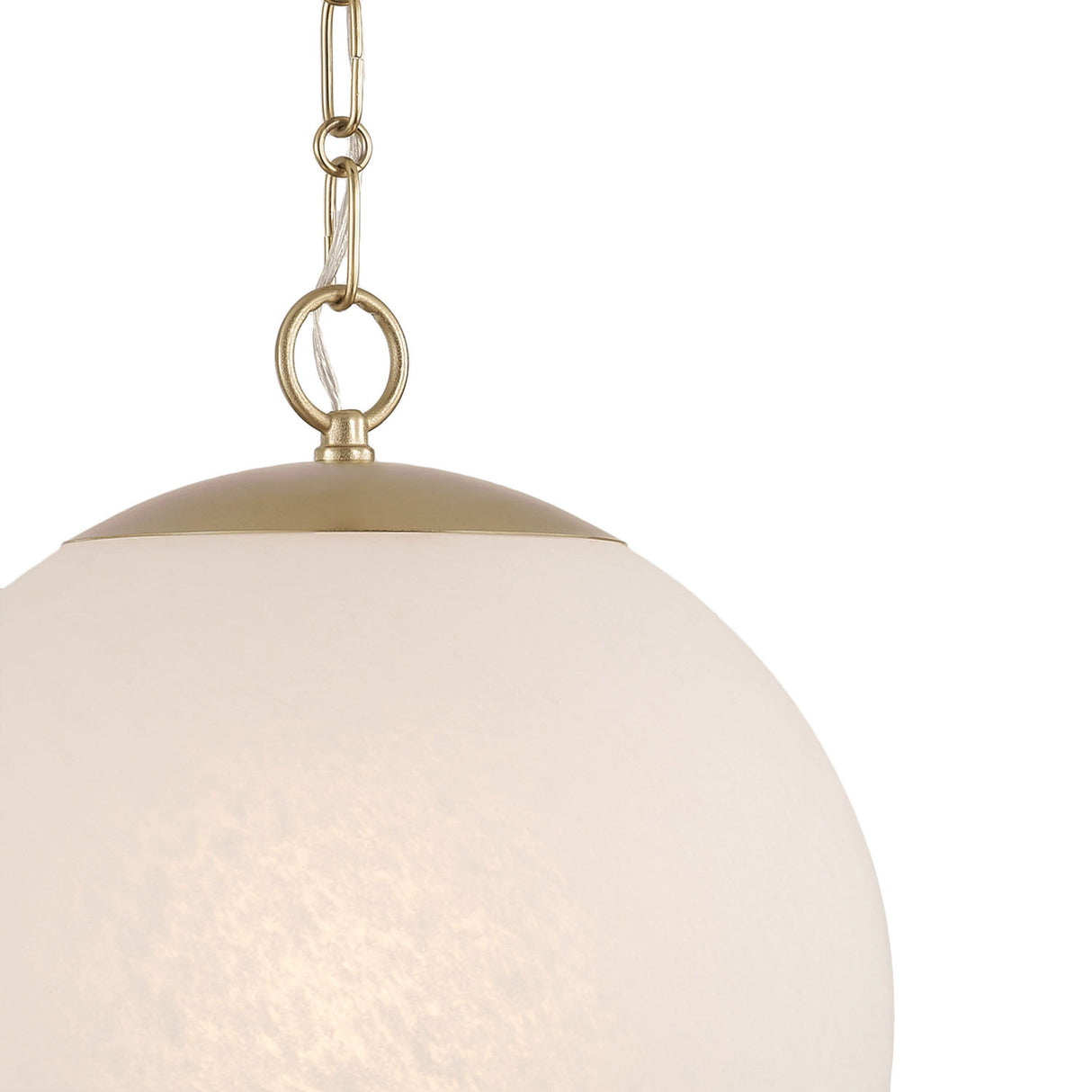 Tova Pendant 14", Matte Brass with Cloud Opal Glass