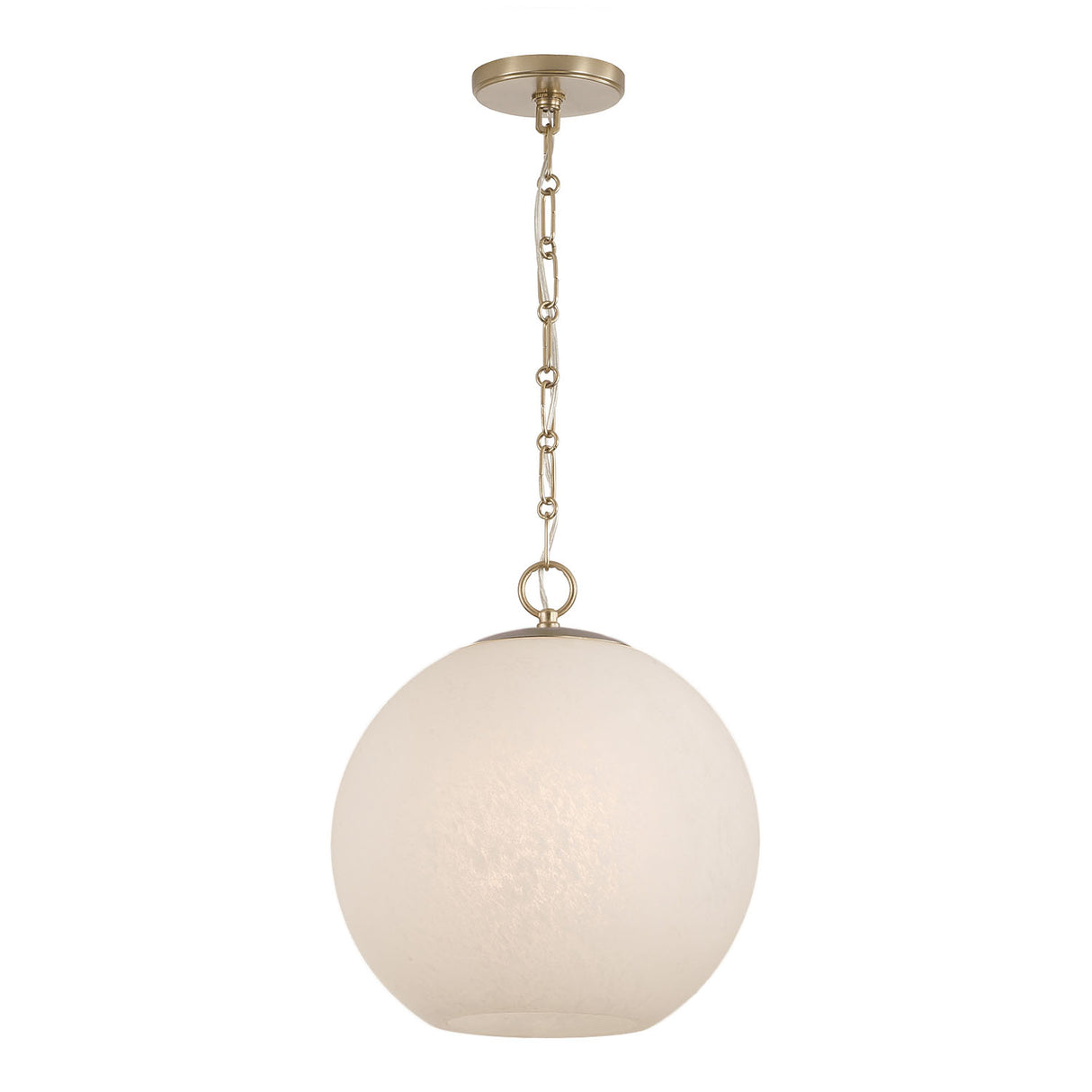 Tova Pendant 14", Matte Brass with Cloud Opal Glass