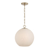 Tova Pendant 14", Matte Brass with Cloud Opal Glass