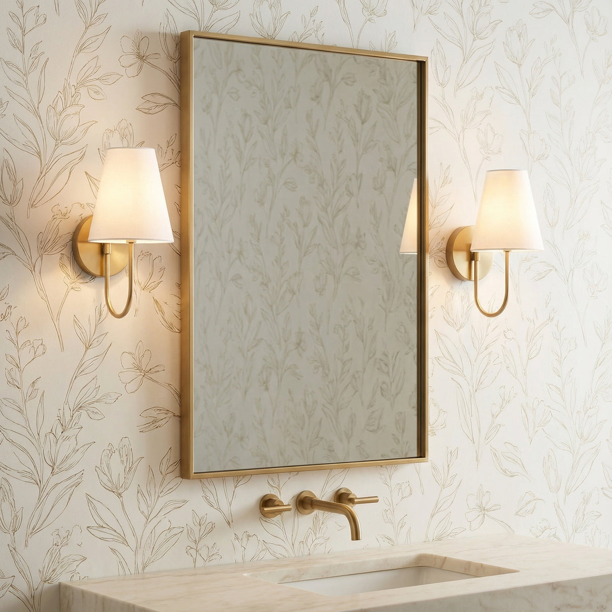 Dorian Wall Sconce 14, Matte Brass for Transitional home with Cream wallpaper