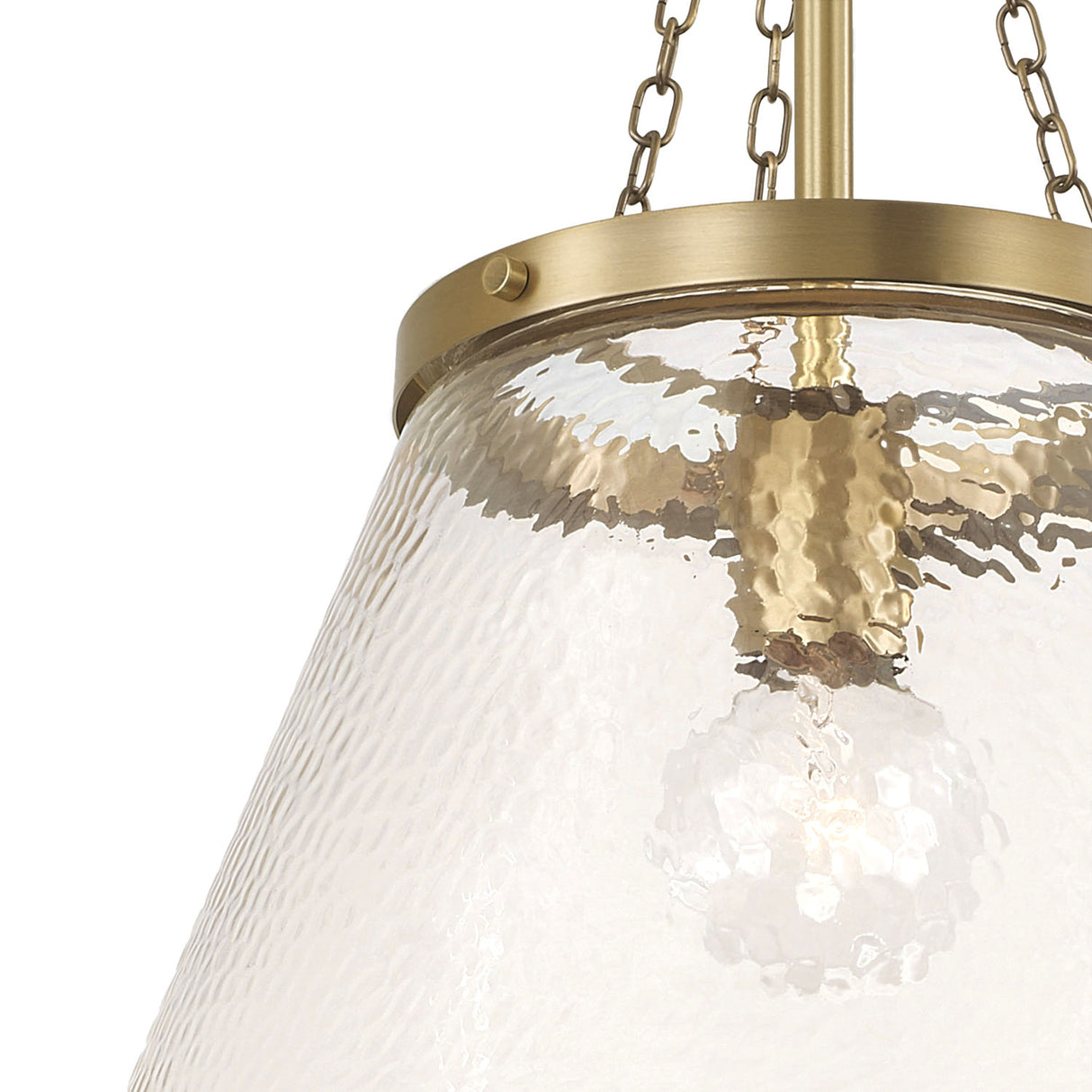Elora Pendant 15", Aged Brass with Hammered Glass
