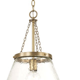 Elora Pendant 15", Aged Brass with Hammered Glass