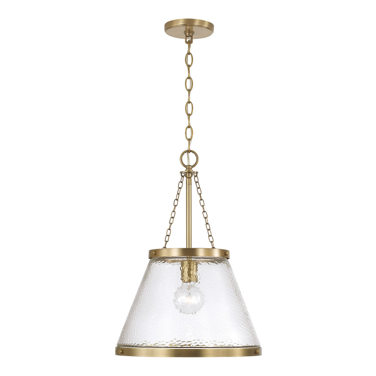 Elora Pendant 15", Aged Brass with Hammered Glass